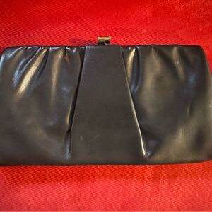 Vintage Chic Black Leather Clutch